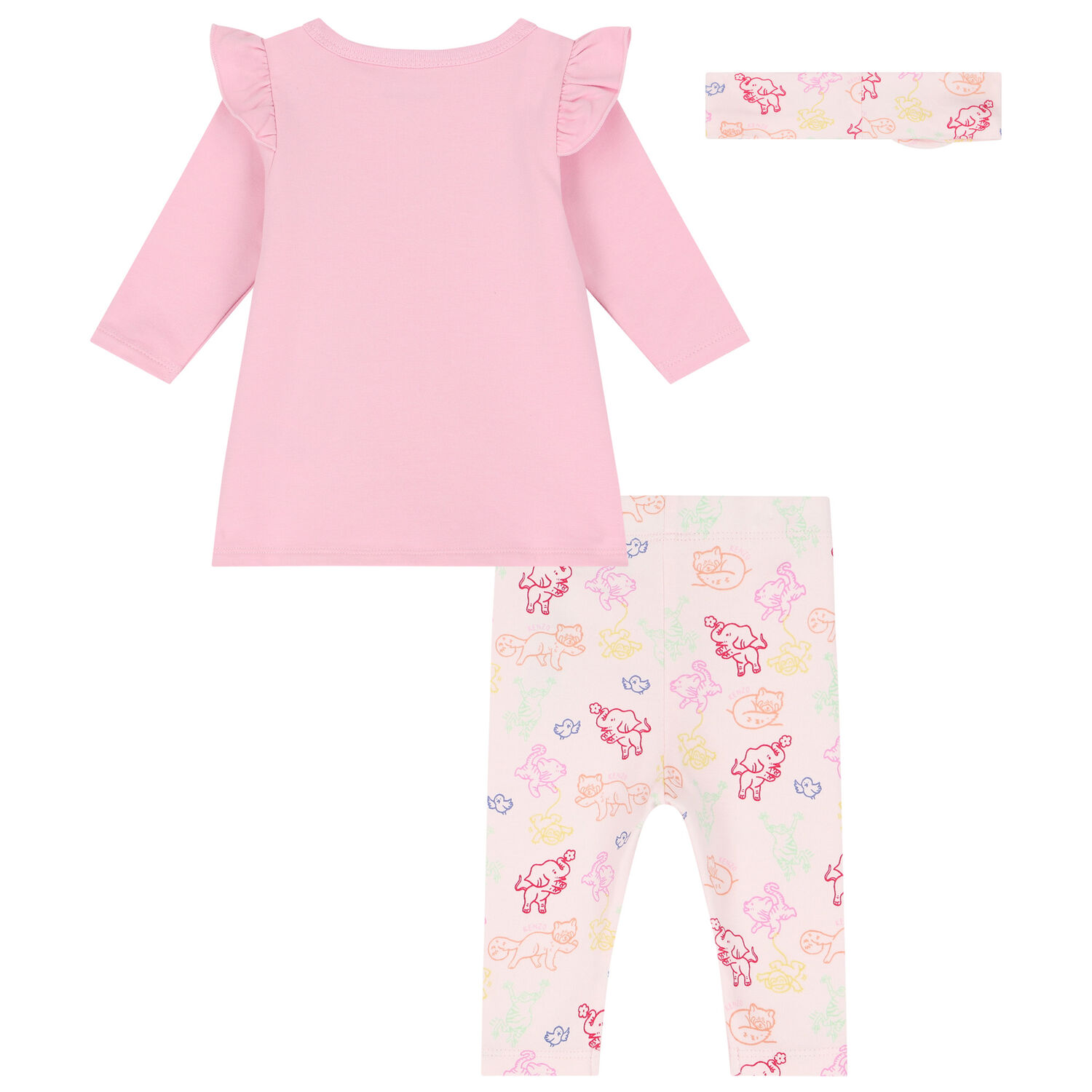 Baby Girls Pink Logo & Animals Leggings Set, 1, hi-res